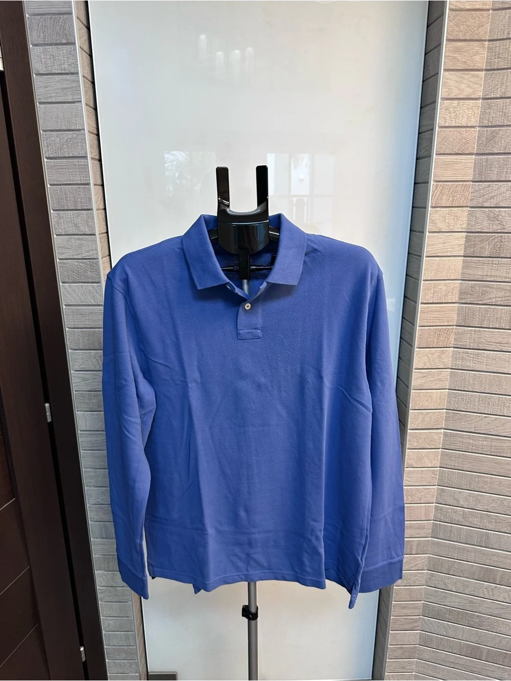 J. Crew Long-Sleeve Polo in Periwinkle Blue